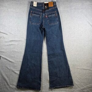 Levi's Ribcage Bell Jeans Womens 24x32 Dark Wash Super High Rise Flare New